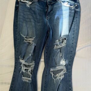 Judy Blue Straight Leg Distressed Blue Jeans